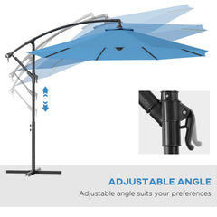 Outsunny 10' Cantilever Tilt Offset Patio Umbrella w/ UV & Water Safe Material & Cross Base (Weight Not Included), Blue