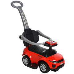 Aosom 2 In 1 Push Cars for Toddlers Kid Ride on Push Car Stroller Sliding Car with Horn Music Light Function Secure Bar Ride on Toy for Boy Girl 1-3 Years Old Red