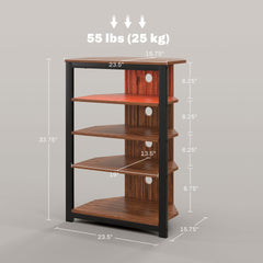 HOMCOM LED TV Stand, Entertainment Center with Storage Shelves and Steel Frame for Living Room, Brown