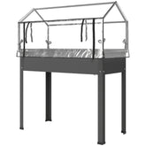 Outsunny Elevated Garden Box with Greenhouse Cover, Raised Garden Bed with Legs and Drainage Hole for Vegetables, Dark Gray