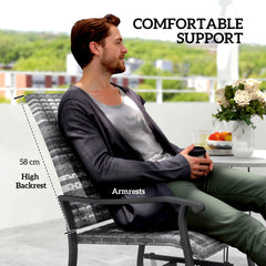 Outsunny Wicker Rattan Swivel Patio Glider Chair Set of 2, Outdoor Glider Chair with Steel Frame, High Back, Gray