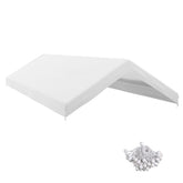 Outsunny 20' x 10' Carport Replacement Canopy for Model 84C-207WT or 84C-386V00WT with Ball Bungee Cords, White (Only Cover)