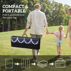Outsunny Reversible Outdoor Rug, Waterproof Plastic Straw with Carry Bag, 9' x 18', Blue & White Lantern