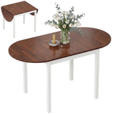 HOMCOM 55" Wood Kitchen Table, Drop Leaf Tables for Small Spaces, Brown
