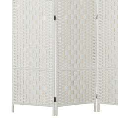 HOMCOM Room Divider, 3 Panel Folding Privacy Screen, 6FT Tall Portable Weave Partition Wall Divider for Bedroom, White