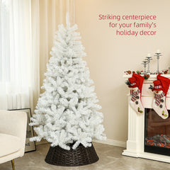HOMCOM 6ft Unlit Artificial White Christmas Tree, Holiday Decor with 1000 Branch Tips, Auto Open and Steel Base