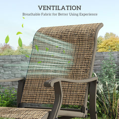Outsunny Outdoor Glider Chair Patio Glider Swing Chair with Mesh Seat, Steel Frame for Backyard, Garden, Porch, Light Mixed Brown