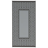 Outsunny Reversible Outdoor Rug, Waterproof Plastic Straw with Carry Bag, 9' x 18', Black & Gray Gourd Border