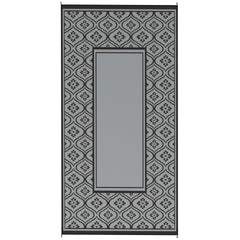 Outsunny Reversible Outdoor Rug, Waterproof Plastic Straw with Carry Bag, 9' x 18', Black & Gray Gourd Border