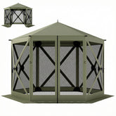 Outsunny 10 x 11 ft Pop Up Gazebo Screen Tent, Portable Instant Camping Canopy Screen House with Nettings, Carry Bag, Dark Green