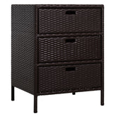 Outsunny Patio PE Rattan Storage Cabinet, Wicker Pool Cabinet Organizer, Outdoor Towel Rack for Pool with 3 Drawers, Brown