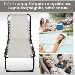 Outsunny Foldable Chaise Lounge, 3-Position Reclining Back, Portable design and Breathable Mesh for Poolside, Camping, Hiking - Cream White