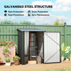 Outsunny Small Metal Garden Shed, 3.3' x 3.4', Galvanized Steel, Lockable Tool Shed for Patio, Backyard, Lawn, Dark Gray
