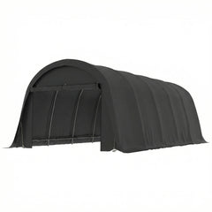 Outsunny 12' x 23.6' Heavy Duty Carport, UPF50+ Portable Garage Car Canopy Tent with Galvanized Frame, Large Door, Dark Gray