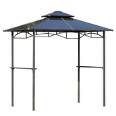 Outsunny 8' x 5' Barbecue Grill Gazebo Tent, Outdoor BBQ Canopy with Side Shelves, and Double Layer PC Roof, Brown