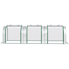 Outsunny 9.7' L x 3' W x 2.5' H Portable Tunneled Greenhouse with 3 Zippered Doors, Water/UV Fighting PVC Cover