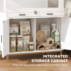 PawHut Hamster Cage with Storage Cabinet, Small Animal Cage with Pull Out Drawer and Acrylic Panels, 30" x 19.5" x 36"