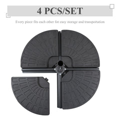 Outsunny Large 4 Piece Round Fillable Weighted Offset Market Patio Umbrella Base