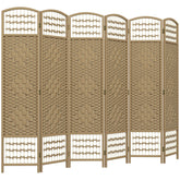HOMCOM 6 Panel Folding Room Divider Portable Privacy Screen Wave Fiber Room Partition for Home Office Natural
