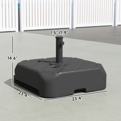 Outsunny Patio Umbrella Base with Wheels, Telescopic Handle, 158 lb Sand or 99 lb Water Filled Umbrella Stand, Black