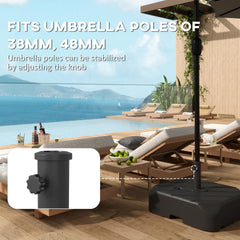 Outsunny Patio Umbrella Base with Wheels, Telescopic Handle, 158 lb Sand or 99 lb Water Filled Umbrella Stand, Black