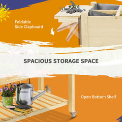 Outsunny Raised Garden Bed Planter Box w/ 8 Grow Grids, Storage Shelf & Lockable Wheels