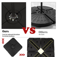Outsunny 4-Piece Heavy Duty Cantilever Offset Umbrella Stand Base Weight, 264 lb. Capacity, Easy to Fill with Water or Sand