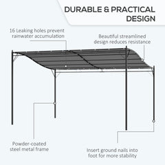 Outsunny 10' x 13' Outdoor Pergola Gazebo, Steel Patio Canopy with Weather-Resistant Fabric and Drainage Holes, Gray