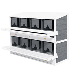 PawHut Chicken Nesting Box, 8 Compartment Wood Laying Boxes for Chicken Coop with Egg Collection Trays Perches for 16-32 Hens