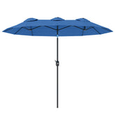 Outsunny Double-sided Patio Umbrella, 9.5' Outdoor Umbrella with Push Button Tilt and Crank, 3 Air Vents and 12 Ribs, Navy Blue