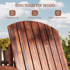 Outsunny Oversized Adirondack Chair, Outdoor Fire Pit and Porch Seating, Classic Log Lounge w/ Built-in Cupholder, Brown