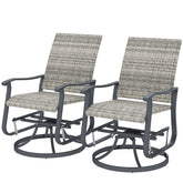 Outsunny Wicker Rattan Swivel Patio Glider Chair Set of 2, Outdoor Glider Chair with Steel Frame, High Back, Armrests, Yellow