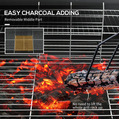 Outsunny Barrel Charcoal BBQ Grill, Barbecue with 420 sq.in. Cooking Area, Wheels, Ash Catcher, Black