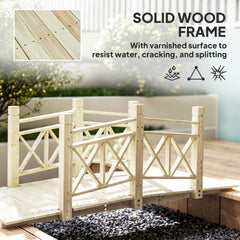Outsunny 5 ft. Wooden Garden Bridge Footbridge for Backyard Ponds, Creeks, Streams, Nature Wood