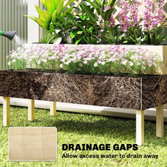 Outsunny 2-Tier Raised Garden Bed with Trellis, Elevated Planter Box for Climbing Plants, Natural
