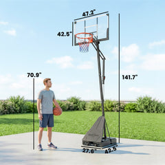 Soozier Portable Basketball Hoop Outdoor, 8-10ft Adjustable Basketball Goal, 47 Inch Shatterproof Backboard, Action Grip