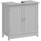 HOMCOM Bathroom Vanity Cabinet, Under Sink Bathroom Cabinet with 2 Doors and Adjustable Shelf, Light Gray