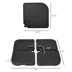 Outsunny 4PCs 175lb Cantilever Patio Umbrella Base Weights, HDPE Water and Sand Filled Umbrella Weights, Black