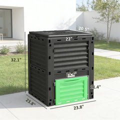Outsunny Garden Compost Bin 80 Gallon Outdoor Large Capacity Composter Fast Create Fertile Soil Aerating Box, Green