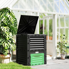 Outsunny Garden Compost Bin 80 Gallon Outdoor Large Capacity Composter Fast Create Fertile Soil Aerating Box, Green