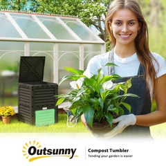 Outsunny Garden Compost Bin 80 Gallon Outdoor Large Capacity Composter Fast Create Fertile Soil Aerating Box, Green