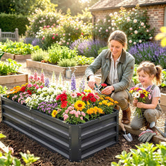 Outsunny Galvanized Raised Garden Bed, 4' x 2' x 1' Metal Planter Box, for Growing Vegetables, Flowers, Herbs, Succulents, Gray