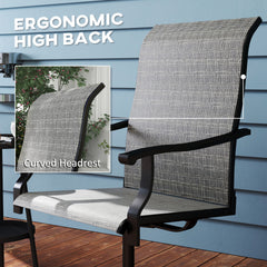 Outsunny Patio Swivel Chairs Set of 2, High Back Patio Dining Chairs with All-Weather Mesh for Backyard, Lawn, Garden, Gray