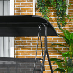 Outsunny 3-Seat Outdoor Patio Swing Chair w/ Cushion, Steel Frame Stand, Adjustable Tilt Canopy for Patio, Garden, Black 1