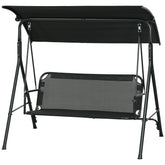 Outsunny 3-Seat Outdoor Patio Swing Chair w/ Cushion, Steel Frame Stand, Adjustable Tilt Canopy for Patio, Garden, Black 1