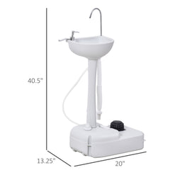 kleankin Portable Camping Sink, Portable Sink Hand Wash Station with 4.5 Gallon (17L) Tank, Rolling Wheels, Soap Dispenser, Towel Holder for RV, Outdoor Events, Gatherings, HDPE, White