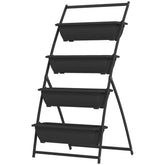 Outsunny 4-Tier Vertical Raised Garden Planter with 4 Boxes, Outdoor Plant Stand Grow Container for Vegetable & Flowers, Black