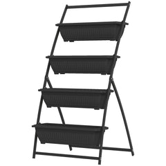 Outsunny 4-Tier Vertical Raised Garden Planter with 4 Boxes, Outdoor Plant Stand Grow Container for Vegetable & Flowers, Black