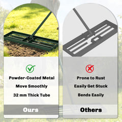 Outsunny Lawn Leveling Rake, 30" x 10" Heavy Duty Yard Leveling Rake with 66.5" Handle for Backyard, Golf Course