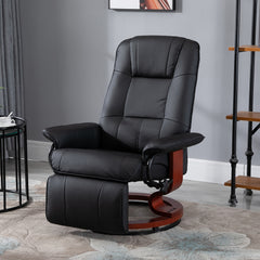 HOMCOM Faux Leather lounge chair with footrest and armrest, Manual Swivel Recliner for living room, Black